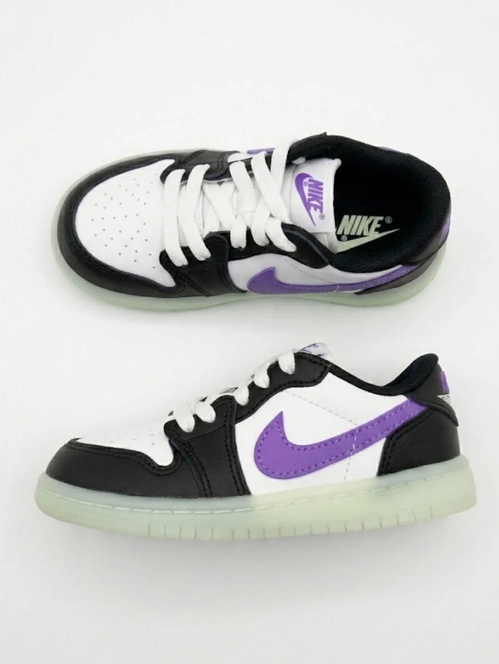 Nike Air Jordan 1 Low Baby Toddler Size 8C Black White Purple Glow Sole